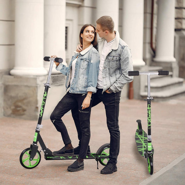 2 Wheel Scooty White&Green W-Stand